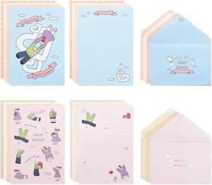 Monolike Happy and Lucky Birthday Letter Paper and Envelopes Set – 8Type, 32 Letter Paper + 16 Envelopes