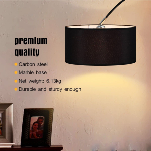 Arc LED Floor Lamp Floor Light Standing Reading Light with Adjustable Storage Shelf Living Room Bedroom Black