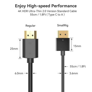 Smallrig Ultra Thin Cable 55Cm/1.8Ft, Super Flexible Slim High Speed 4K 60Hz HDR 2.0, Compatible for Sony HDR-XR50, for Nikon Z6 Z7 for Canon RP, EOS R – 3041