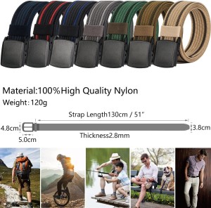 Men’S Nylon Belt, Military Tactical Belt with YKK Plastic Buckle, Durable Breathable Canvas Belt for Work Outdoor Cycling Hiking Skiing,Adjustable for Pants Size below 46Inches[53″Long1.5″Wide]