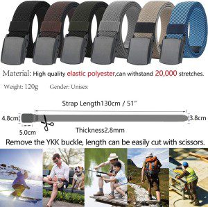 Belts for Men,Elastic Stretch Belt with YKK Plastic Buckle, Breathable Canvas Waist Belt for Work Outdoor Cycling Hiking, Adjustable for Pants Size below 46Inches[53″Long1.5″Wide]