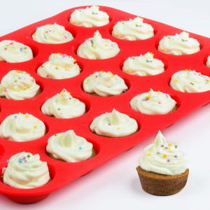 Silicone Muffin Pan Mini 24 Cups Cupcake Pan, Nonstick BPA Free Silicone Baking Pan 1 Pack