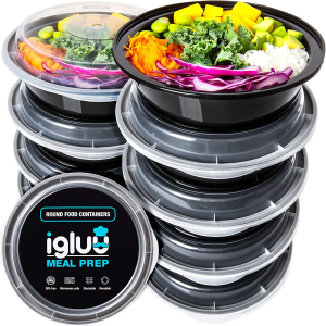 Round Plastic Meal Prep Containers – Reusable BPA Free Food Containers with Airtight Lids – Microwavable, Freezer and Dishwasher Safe – Ideal Stackable Salad Bowls – [20 Pack, 28 Oz