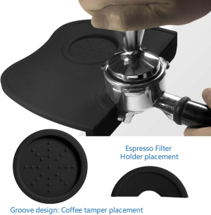 Tamper Mat Coffee Silicone Mat Expresso Tampering Mat Coffee Tamper Station Anti-Slip Mat Barista Tool Tamp Pad (Black)