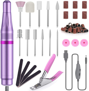 Electric Nail Files, Geecol Updated Version USB Electric Nail File 20000 RPM Adjustable Speed Portable 11 Changeable Filing Bits Electric Manicure Pedicure Kit Nail Drill for Acrylic Nails, Gel Nails