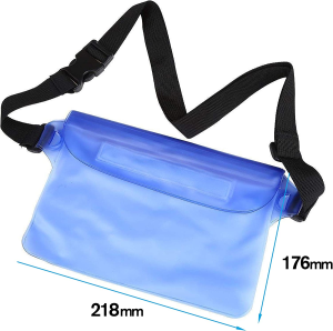 Waterproof Pouch Bag(2 Pack), Waterproof Dry Bag Case 8 X 6.5 Inch with Waist Strap for Beach, Swimming, Fishing, Camping Protect Phone, Camera, Cash, Passport