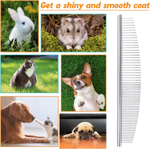 PETTOM Cat Comb Dog Grooming Remove Matted Fur Half Moon Pet Comb Stainless Steel Teeth Arc Design for Lose Hair Tangles and Knots