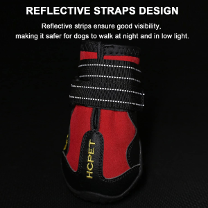 Dog Boots Waterproof Dog Shoes for Medium and Large Dogs, Dog Paw Protector with Adjustable Reflective Strips Rugged Anti-Slip Sole Black 4PCS