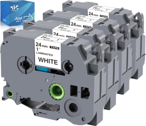 WEEMAY Compatible Label Tape Replacement for TZ-251 TZ251 Tze-251 Tze251 Black on White 1 Inch Labels 24Mm 0.94 Laminated Tape for Ptouch PT-P750W PTD600 PT-D600 PT-P700 PT-P900W Label Maker, 4 Packs