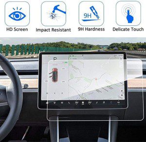 Tesla Model 3/Model Y Tempered Glass Screen Protector 15″ Center Control Touchscreen Navigation Touch Tempered Glass 9H Screen Protector