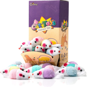 Chiwava 36 Pack 1.8 Inch Small Interactive Cat Toys Mice with Catnip Rattle Sound Mouse for Indoor Cats Kitten Play