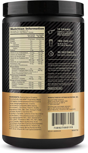 OPTIMUM NUTRITION Gold Standard Pre Workout, Watermelon, 550G, 55 Servings