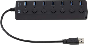 T Tersely Individual Power Switches and Leds On/Off 7-Port USB 3.0 Hub, Ultra Slim 5Gbps Super Speed USB Data Transfer Hub Expansion Splitter for Macbook, XPS, PC, USB Flash Drives, Mobile HDD, More