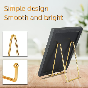 DAIYEE 3 Pcs Display Photo Stand. Decorative Plate Display Stand. Silver Iron Easel Stand.Book Display Stand Tabletop Art (Shining Gold)