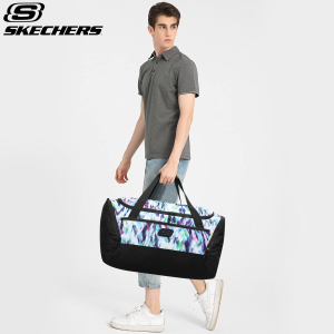 Skechers Travel Duffel Bag Overnight Bag Camping Bag with Shoes Compartment Gym Bag Sports Bag Weekender Bag Luggage Bag Cross Body Tote Bag for Men and Women- Camo Brown (Black)