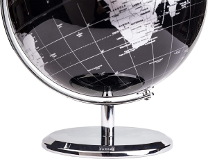 Exerz World Globe (Dia 12″/30 Cm) – Educational/Geographic/Modern Desktop Decoration – with a Metal Base – Metallic Black Metallic Black 14 Cm