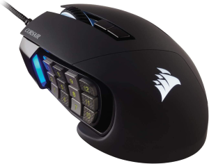 Corsair Scimitar Elite RGB Optical MOBA/MMO Gaming Mouse (18000 DPI Optical Sensor, 17 Programmable Buttons, 4-Zone RGB Multi-Colour Backlighting, Contoured Shape, On-Board Storage) – Black (CH-9304211-AP)