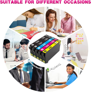 Greenark Compatible EP 812 XL T812XL Ink Cartridge Replacement for Workforce Pro WF-3820 WF-3825 WF-4830 WF-7830 WF-7840 WF-7845 Printer (2Black, Cyan, Magenta, Yellow, 5 Pack)