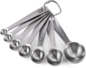 18/8 Stainless Steel Measuring Spoons: U-Taste Metal Measure Spoon Set of 6 Piece: 1/8 TSP, 1/4 TSP, 1/2 TSP, 1 TSP, 1/2 Tbsp & 1 Tbsp Dry and Liquid Ingredients, for Cooking Baking