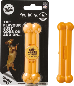 Tasty Bone Nylon Roast Chicken and Thyme Dog Chew Toy Bone Extra Small