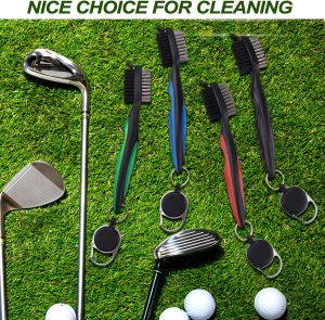 Durable Golf Club Brush and Groove Cleaner with Retractable Zip-Line and Aluminum Carabiner Cleaning Tools, Oversized Golf Brush Head and Super Non-Slip Handle Comfortable Grip Golf Club Cleaner