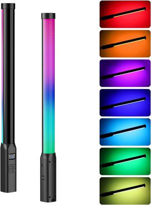 Ulanzi VL119 Handheld Light Wand, 360° RGB LED Video for Photography, 2600Mah Rechargeable Tube Shooting, 2500-9000K Dimmable Camera with LCD