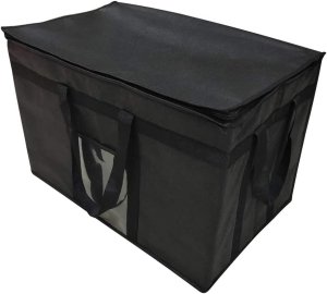 Xx-Large Insulated Collapsible Cooler Bags with Zipper Closure,Reusable Grocery Shopping Bags Keep Food Hot or Cold,Ideal for Catering Grocery Transport,23″W X 15″H X 14″D(Black Color)