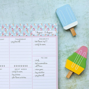 Peachly Weekly Planner Notepad (60 Weeks) Tear off – Ice Cream