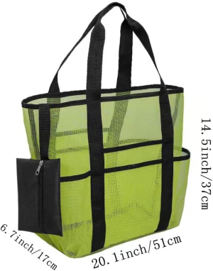 Mesh Beach Bag Portable Toy Tote Bag for Beach(Green)