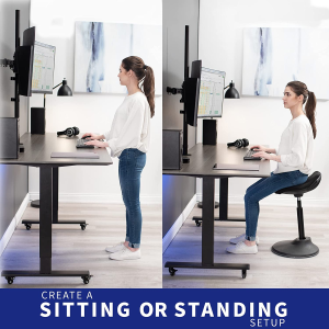 VIVO Dual Monitor Stand up Desk Mount Extra Tall 39 Inch Pole, Fully Adjustable Stand for up to 27 Inch Screens, Black, STAND-V012