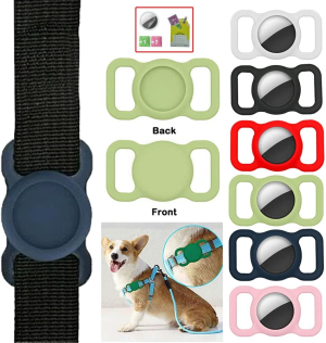 Silicone Protective Case Cover GPS Dog Cat Anti-Lost for Apple Airtag Pet Collar (Red Case + 1PC Screen Film)