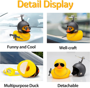 Wonuu Rubber Duck Car Ornaments, Squeeze Duck Dashboard Decorations Kids Bicycle Decor for Cycling Motorcycle & Bicycle Accessories Decorations (Black and White Grid)