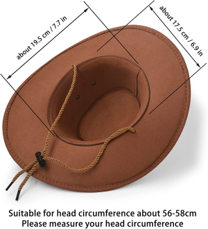 Ultrakey Cowboy Hat, Sun Hat Faux Felt Leather Suede Travel Cap Western Hat Outdoor Sun Protect