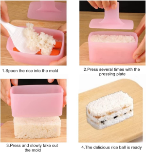 Yessmi Onigiri Triangle Sushi Press Mold Mold,Sushi Making Kit Meat Musubi Maker Mold, 4Pcs Rice Form Molds (JPY8965)