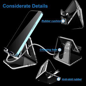 Acrylic Cell Phone Stand, Portable Phone Holder, Clear Phhone Stand for Desk, Compatible with Phone 12 Pro Max Mini 11 Xr 8 plus SE, Switch, Android Smartphone, Pad, Tablet, Desk Accessories