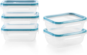 Snapware Total Solution 10-Pc Plastic Food Storage Containers Set with Lids, 3-Cup Rectangle Meal Prep Container, Non-Toxic, Bpa-Free Lids with 4 Locking Tabs, Microwave, Dishwasher, and Freezer Safe, White