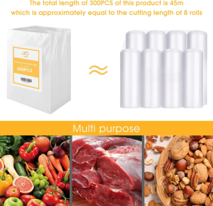 Zumist Vacuum Sealer Bags, 300-PC Vacuum Seal Bags, Seal Storage (15X25Cm) Heat Commercial Grade Bag Rolls Compatible with All Vac Machines, Seal a Meal, Weston, Commercial Grade Quart Precut Meal Prep Storage Bags