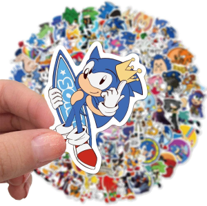 Sonic Stickers,100 PCS Anime Game Sonic the Hedgehog Graffiti Vinyl Waterproof Decals for Water Bottles Computer Bicycle Skateboard Luggage Phone Pad Laptop Kids Teens Stickers Pack