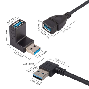 Yucool USB 3.0 Adapter and USB 3.0 Extension Cable, Left and Right Angle Extension Data Cable and Vertical up and down Angle Coupler Connector