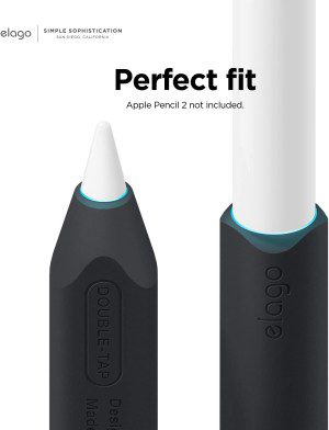 Elago Silicone Grip [2 Pack] Compatible with Apple Pencil 2Nd & 1St Generation, Premium Silicone Holder, Ergonomic Design Sleeve, Compatible with Magnetic Charging & Double Tap (White/Black)