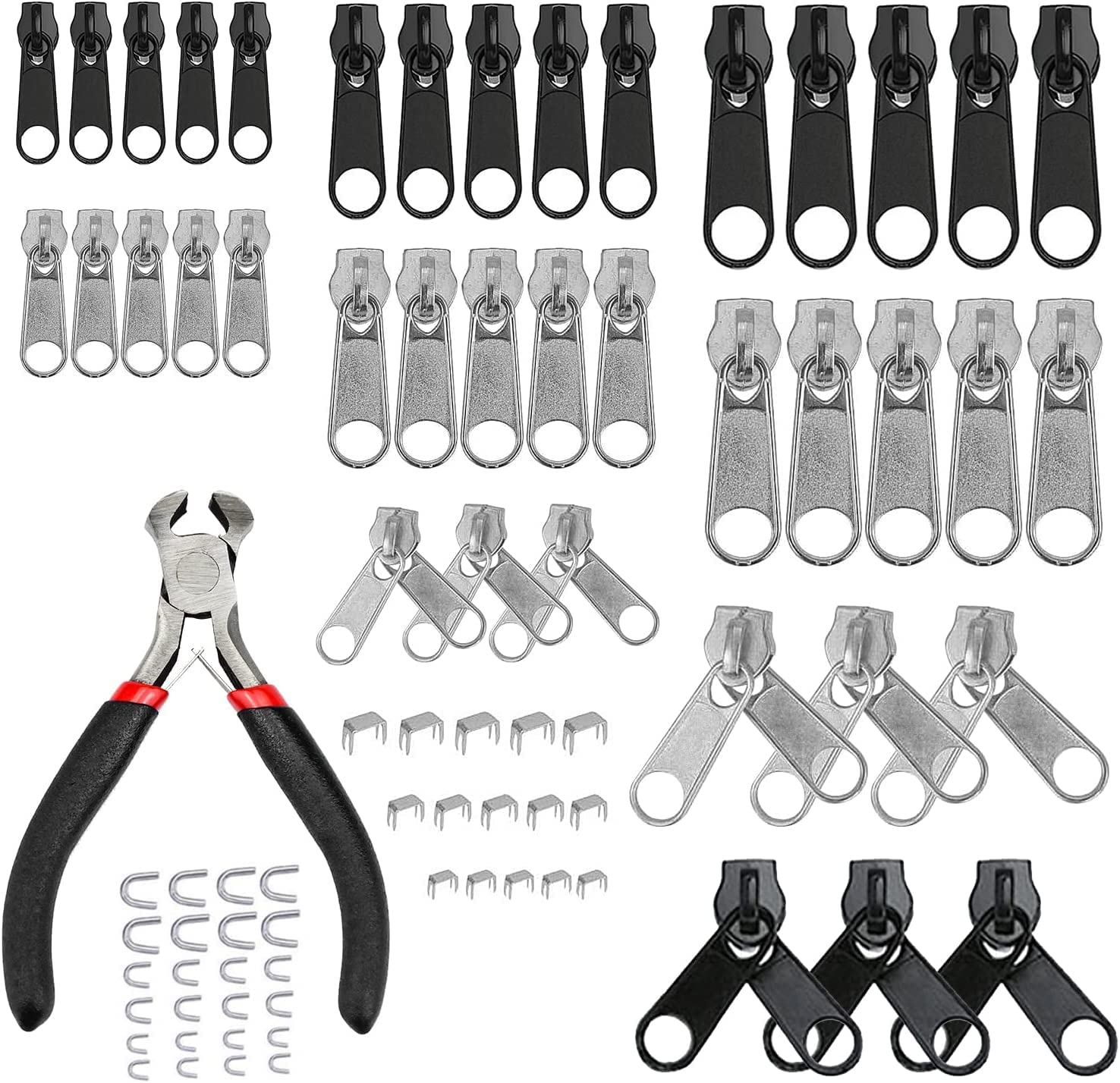 85PCS Zipper Replacement Repair Kits Install Pliers for Bags