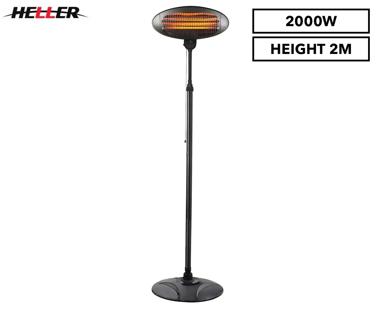 Heller 2000W Electric Outdoor Patio Heater – Black