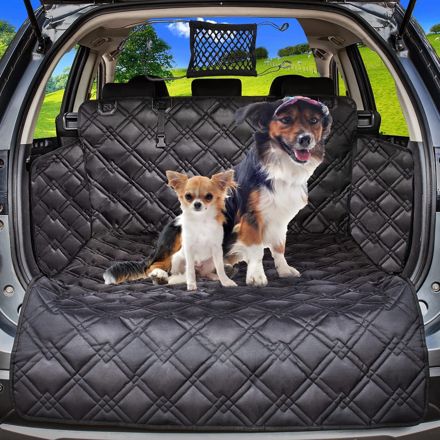 SUV Cargo Liner for Dogs-Car Trunk Cover Pet Cargo Seat Cover Large Premium Non Slip,Waterproof Mat-Universal,Dog Seat Cover Mat for Suvs Sedans Vans with Bumper Flap Protector(Large)