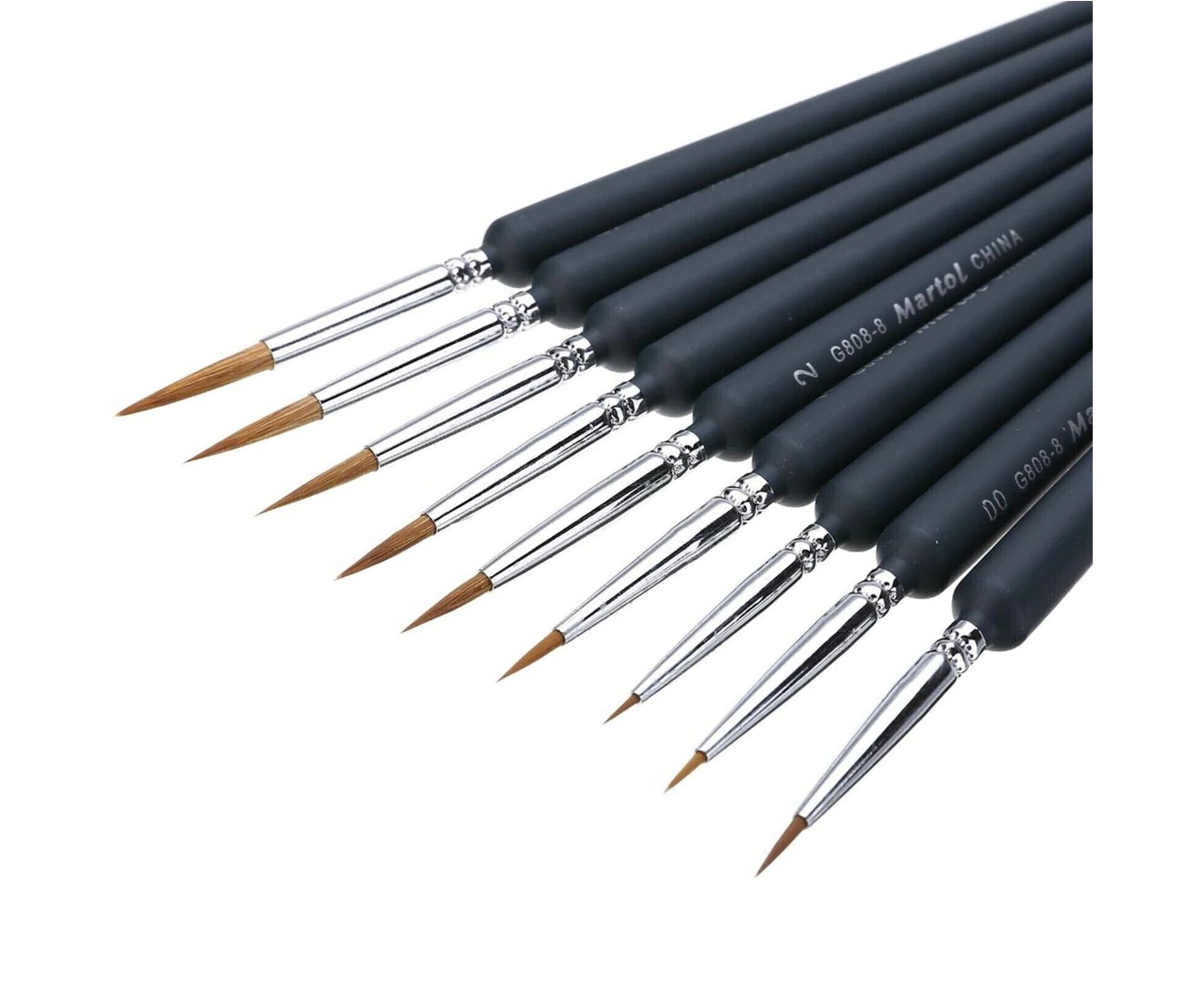 9 Pcs Artist Paint Brush Sable Hair Detail Miniature Brush Painting Brushes Set