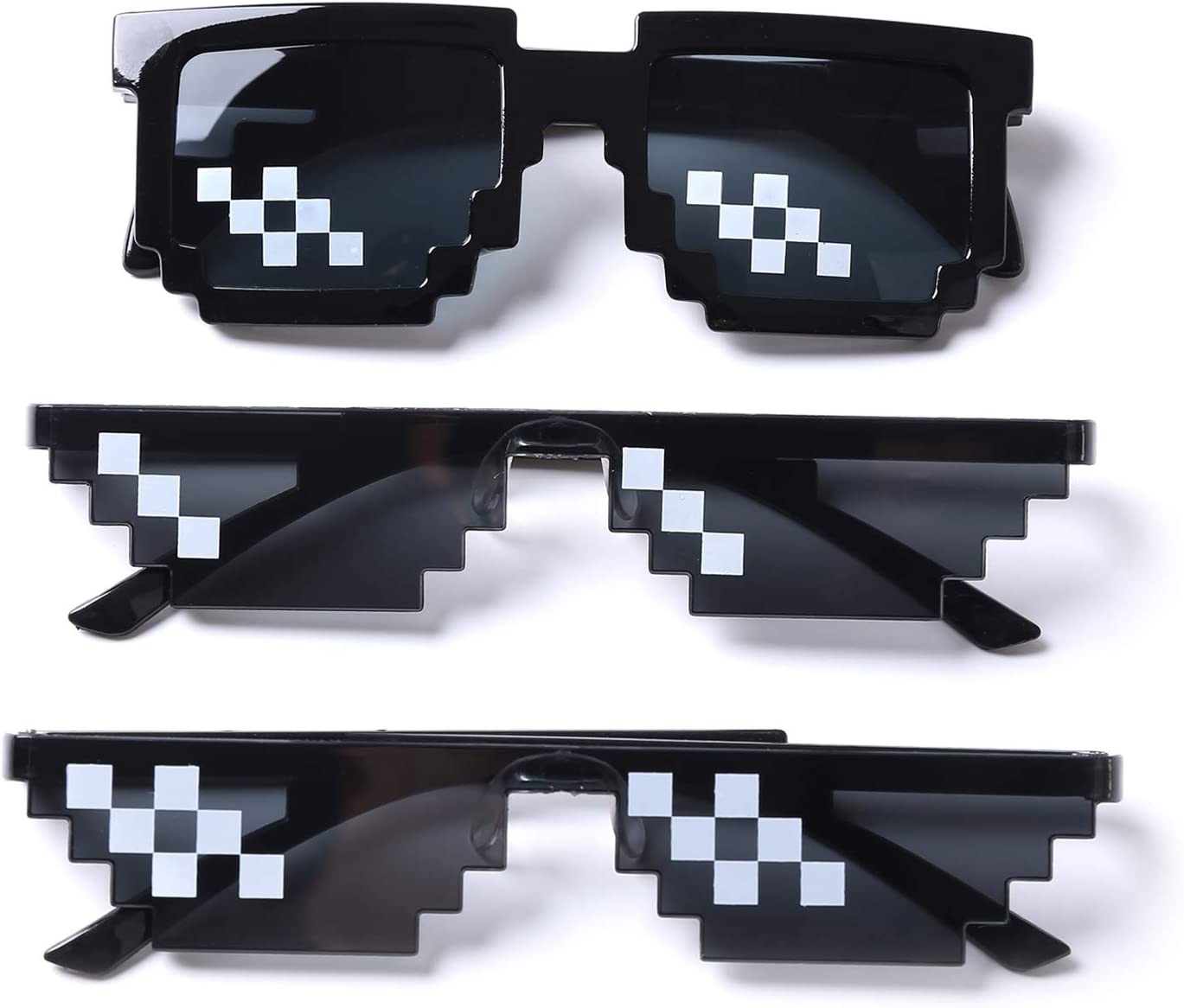 3Pack Pixel Mosaic Glasses Photo Props Unisex Sunglass Toy Thug Life Sunglasses Glass