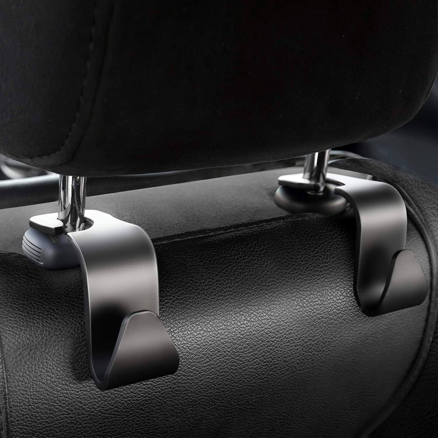 4 Pack Black Car Back Seat Headrest Hooks for Car Handbag Clothes