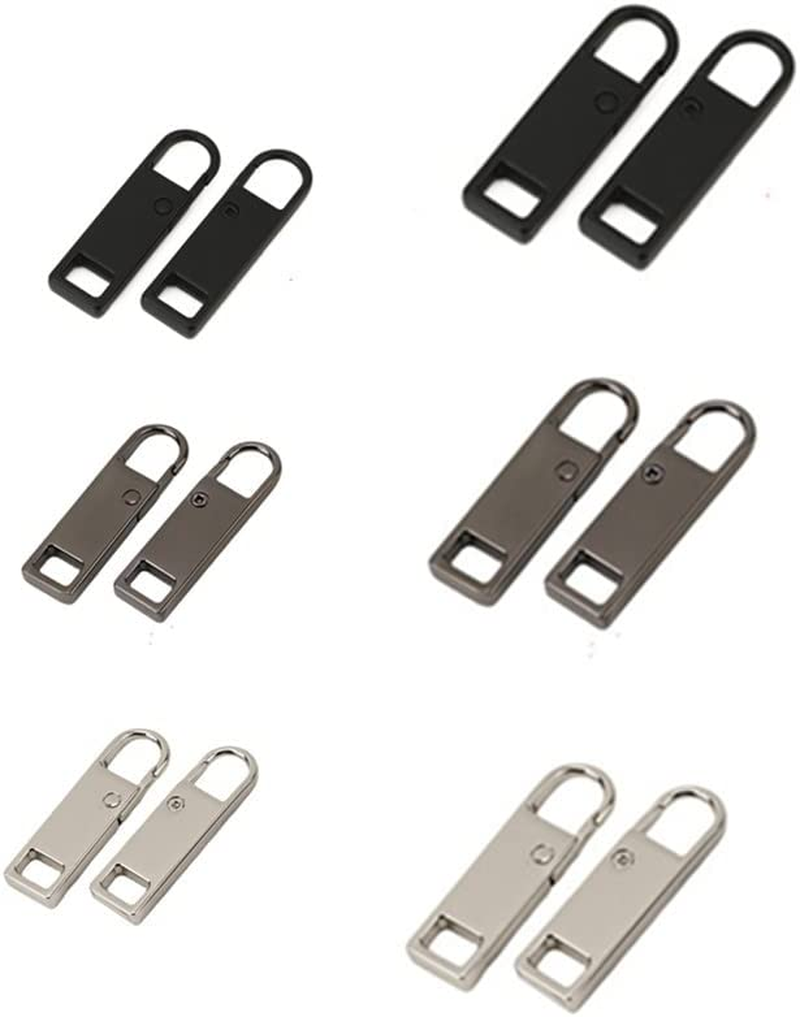 6 Pieces Zipper Pull Replacement Zipper Repair Kit Zipper Slider Pull Tab  Universal Zipper Fixer Metal Zipper Head (Black) 