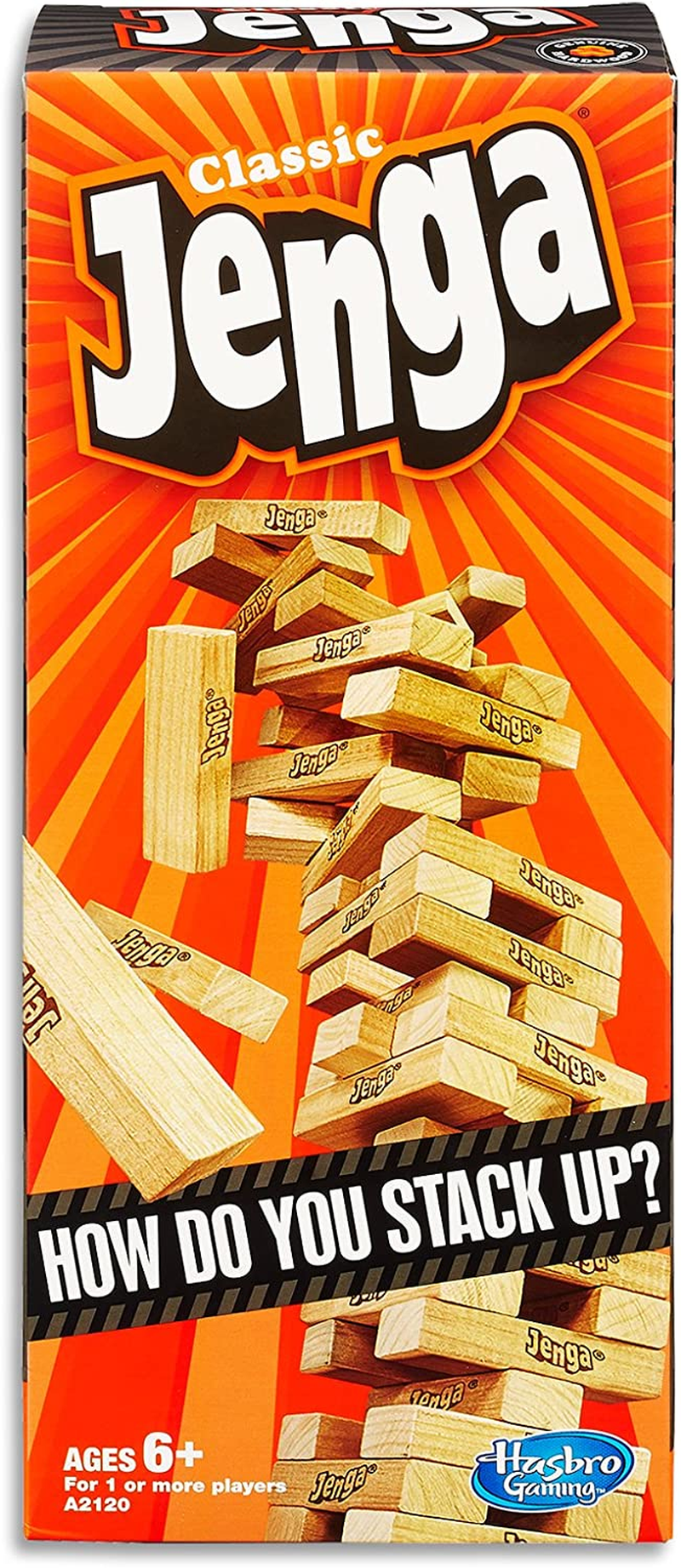 Jenga Game – Classic Strategy Games with Wooden Blocks – 1 or More Players – Toys for Kids and Board Games – Ages 6+