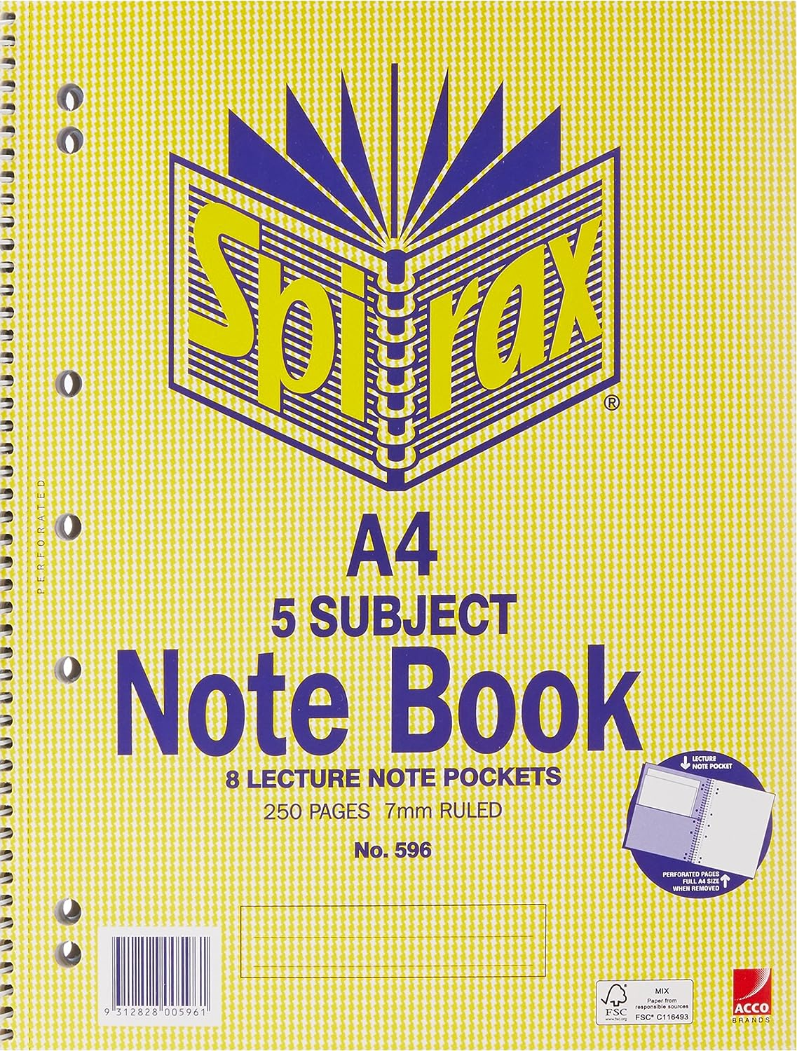 SPIRAX 5 Subject Notebook, A4 250 Page, No. 596