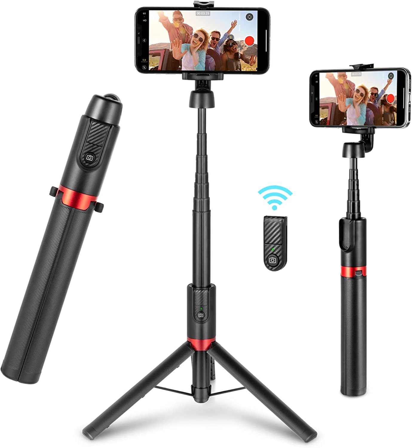 Smallrig ST20 Portable Selfie Stick Tripod with Bluetooth Remote Extendable Travel Lightweight Tripod Stand for Selfie, Live Streaming, Video Conference, Compatible with All Phones – 3375